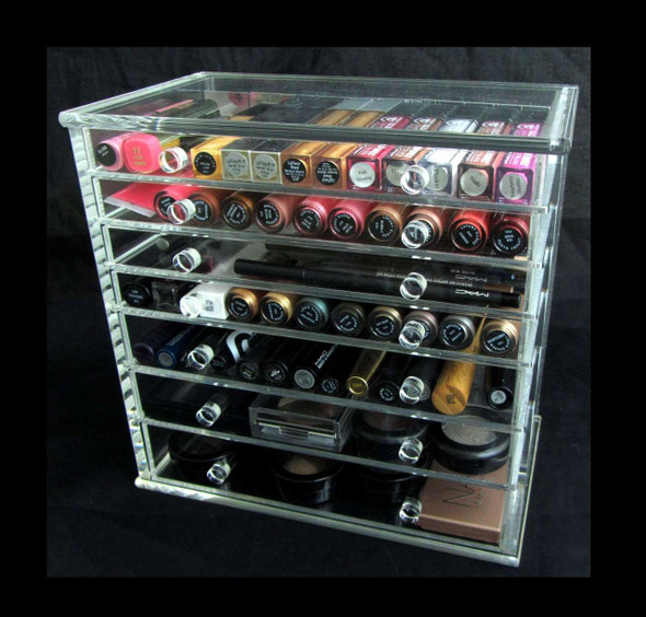 Acrylic Cosmetic & Jewelry Organizer Luxury 7-Drawer Table Top Style • 5696 Beauty Makeup Supply