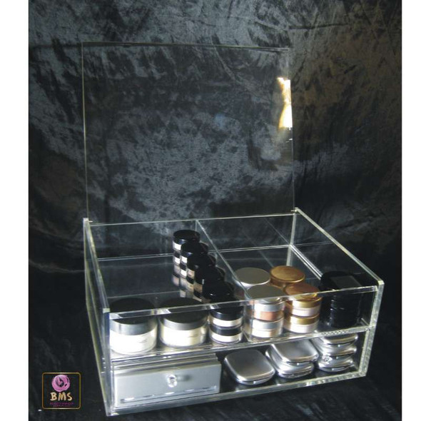 Acrylic Organizer Drawer Large Deluxe Makeup Cube Organizer with Flip Top • 5660 Beauty Makeup Supply