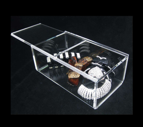 Acrylic Organizers Storage Box with Sliding Lid Closure • 5619 Beauty Makeup Supply