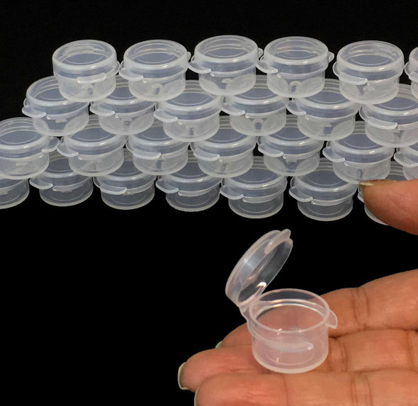 Cosmetic Jars Beauty Containers with Flip Top Hinged Lid - 3 Ml (Clear) • 5006 Beauty Makeup Supply