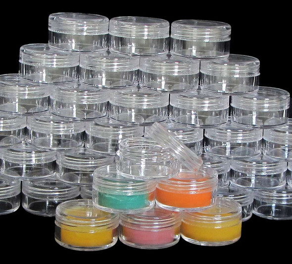 Cosmetic Jars Plastic Beauty Containers 10 Gram (Clear / White / Black Lids) Beauty Makeup Supply