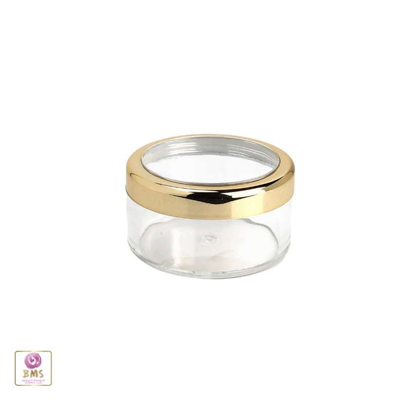Cosmetic Jars Plastic Beauty Containers with Lids - 30 Gram (Gold Trim Acrylic Window Lid) • 3032 Beauty Makeup Supply