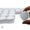 Cosmetic Jars Thick Wall Square Beauty Containers 10 Ml (Clear / White / Black Cap)