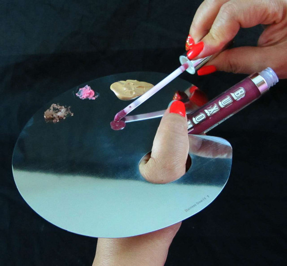 Cosmetic Mixing Palette Stainless Steel Mirror Finish Thumb Hole • 5084