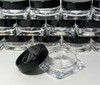 Small square makeup glitter jars with black caps