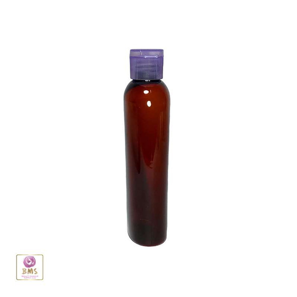 Plastic Bottles PET Cosmo Oval Bottles Purple Snap Close Flip Top 4 oz. (Amber) • 9754FP Beauty Makeup Supply