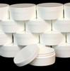 Plastic Jars Low Profile Wide Mouth Thick Wall 2 oz. (White / Black Cap w/ Liners) • 9333 / 9334 Beauty-Makeup-Supply