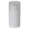 15 ML White Airless Pump Bottle with hood pump and natural cap snapped onto the bottle