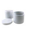  PCR PET Plastic Jars Straight Sided Cosmetic Beauty Containers - 16 oz. (White Cap) • 9381