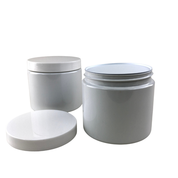 PCR PET Plastic Jars Straight Sided Cosmetic Beauty Containers with Sealing Disc - 16 oz. (White Cap) • 9382 www.beauty-makeup-supply.com
