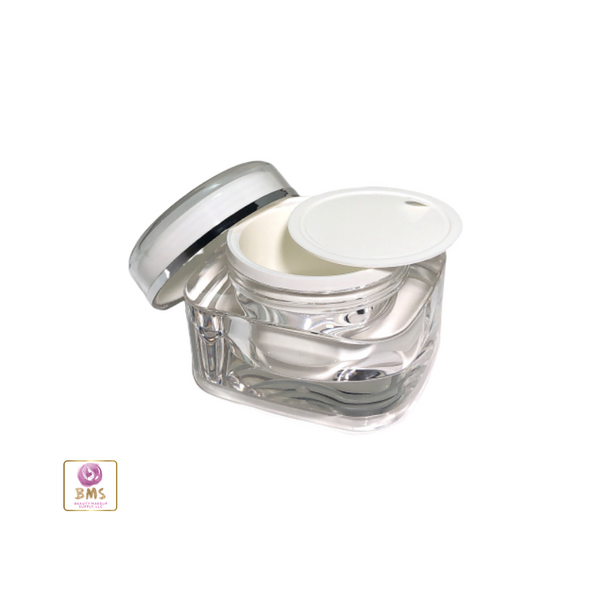 Acrylic Beauty Containers Square Cosmetic Cream  Jars w/ Sealing Disc 50ml • 3950
