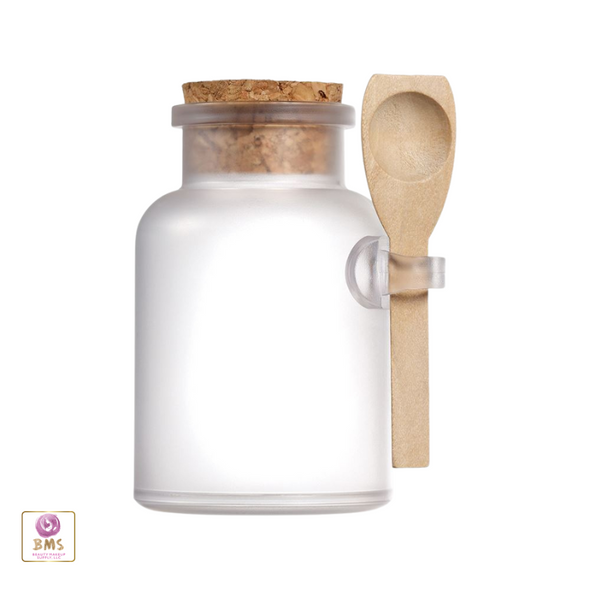 Frosted Apothecary Jar with Cap and Spoon beauty-makeup-supply