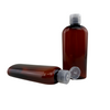 4 oz amber PET Cosmo oval bottle with clear snap top cap. Beauty-Makeup-Supply.com