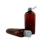 4 oz amber PET Cosmo oval bottle with clear snap top cap. Beauty-Makeup-Supply.com
