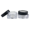 Cosmetic Jars Thick Wall Square Beauty Containers 10 Gram with Black Trim Acrylic Window Cap www.beauty-makeup-supply.com