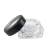 Cosmetic Jars Thick Wall Square Beauty Containers 10 Gram with Black Trim Acrylic Window Cap www.beauty-makeup-supply.com