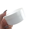 A sleek, white 4 oz plastic jar with a wide mouth and thick walls, made from durable polypropylene (PP) including a jar disc. www.Beauty-Makeup-Supply.com