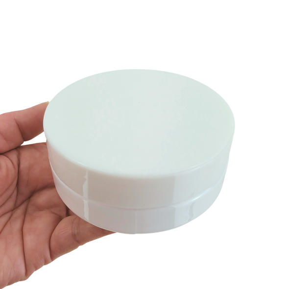 Cosmetic Jars Plastic PET White Beauty Containers 100 Ml (White Lined Cap w/ Jar Disc Sealer) SKU 9301 beauty-makeup-supply.com