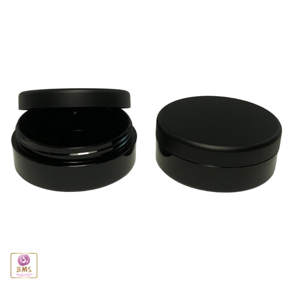  20 Gram Cosmetic Jars Plastic Black Beauty Containers with Matte Black Lid www.Beauty-Makeup-Supply.com