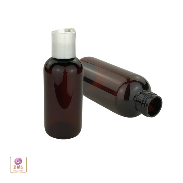 Plastic Bottles PET White Disc Top  4 oz. (Amber) • 9724DW